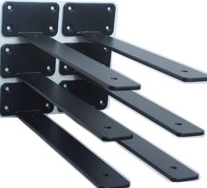 lot 11774 image: 6 Pack - 11 inch Black Hidden L Shelf Bracket (15 Inch Thicked) Iron Floating Shelf Brackets Rustic Industrial Metal Brackets for Shelf Support - Retail $28