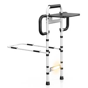 lot 11778 image: Lotuhill Bed Rails for Elderly Adults Safety, FSAHSA Eligible Height Adjustable Bed Rail with Non-Slip Handle Foldable Desk and Motion Sensor Light Up to 350 Lbs Bed Rails for King Queen Full Twin Bed - Retail $55