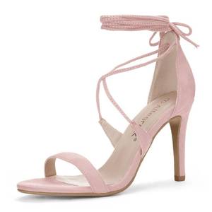 lot 11779 image: Allegra K Women Open Toe Stiletto High Heel Lace-Up Light Pink Sandals - 9 M US - Retail $43