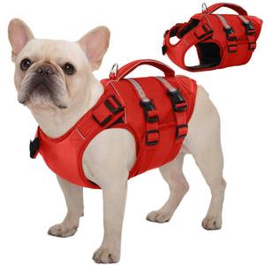 lot 11784 image: Kuoser Dog Life Jacket, High Flotation Dog Life Vest for Swimming Boating, Adjustable Ripstop Pet Lifesaver for Small Medium and Large Dogs, Reflective Safety Puppy Swimming Vest with Rescue Handle - Retail $35