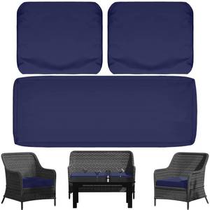 lot 11790 image: 3 Pack Patio Seat Cushions Replacement Covers, Waterproof Outdoor Loveseat Cushion Covers - Anti-slip Wicker Furniture Cushion Covers Fit for 4-Seater Rattan Patio Conversation Sofa Set, 36x18x2