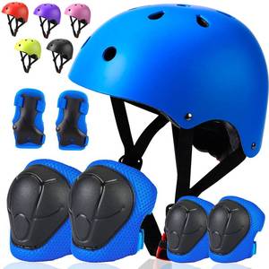 lot 11792 image: Toddler Kids Bike Helmet Set - Adjustable Cycling Helmet with Knee, Elbow Pads and Wrist Guards Sport Protective Gear Little Kid - Retail $31