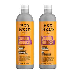 lot 11799 image: Bed Head by TIGI Moisturizing Shampoo and Conditioner Set for Colored Hair, Colour Goddess Hair Care with Sweet Almond and Coconut Oils, 25.36 fl oz, 2 Pack - Retail $25