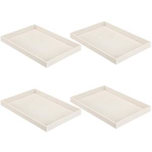 lot 11803 image: Quelay 4 Pcs Stackable Jewelry Tray Jewelry Organizer Tray Showcase Display Empty Plate Bracelet Ring Earring Organizer (Beige) - Retail $30