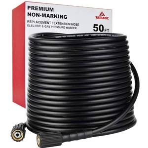 lot 11806 image: YAMATIC Pressure Washer Hose 50FT 14 M22 Brass Fitting Kink Resistant Power Washer Hose Replacement for Ryobi, Troy Bilt, Greenworks, CRAFTSMAN and more M22 Thread Pressure Washers, 3200 PSI - Retail $33in