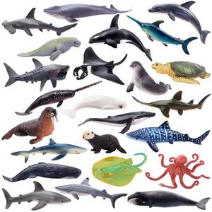 lot 12004 image: TOYMANY 24pcs Mini Ocean Animal Figurines Realistic Cake Toppers with Sharks, Whales and Octopus - Great for Kidsft Parties, Gifts and School Projects - Retail $16