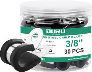 lot 12030 image: OURU 30pcs 38 Inch Stainless Steel Cable Clamps,Rubber Coated Cushioned Insulated Cable Clamp,Automotive Cable Wire Clamps,Pipe Clamps,Metal Clamp for Tube,Lines,Wire Cord Installation(Black,10mm) - Retail $10