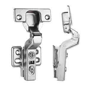lot 12033 image: Luokim 4pcs Inset Cabinet Hinge Frameless Concealed Door Hinges European Soft Closing Four-Hole Mounting Plate Hinges Nickel Plated Finish - Retail $16