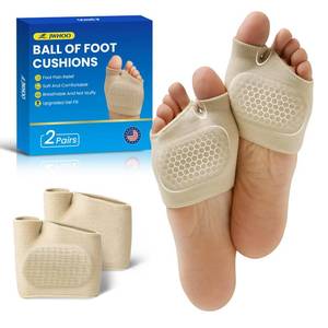lot 12035 image: JWHOO Metatarsal Pads Ball Foot Cushion - 2 Pairs Ball of Foot Cushion with Gel for Pain Relief, Mortonfts Neuroma and Metatarsalgia, Metatarsal Foot Pads for Women - M - Retail $15