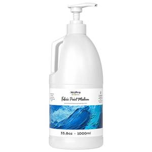 lot 12041 image: Nicpro Professional Effects Fabric Medium, 33.8oz Bottle with Pump, Fabric Painting Acrylic Fluid Medium, Improves Acrylic Paint Adhesion to Fabrics, Textiles for DIY Clothing, T-shirts, Shoes Jeans Bags - Retail $24