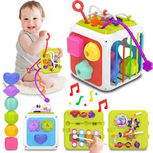 lot 12042 image: kecristv Montessori Toys for Toddler Girls Boys, Baby Sorter Learning Sensory Activity Cube, Toddler Girl Boy Birthday Gifts, Baby Toys 18 Months - Retail $17