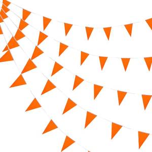 lot 12045 image: Consummate 100 Feet Orange Pennant Banners Flags String Hanging Triangle Bunting Flags for Grand Opening,Kids Birthday,Party Decorations,60 PCS - Retail $12