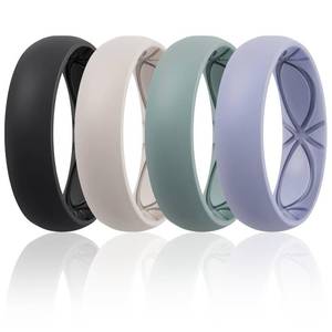 lot 12052 image: Egnaro Variety Multipack Ergonomic Breathable Promise Ring, 6mm Wide - 2mm Thick Silicone Wedding Bands Women, Rubber Rings Women with Half Size - Retail $6