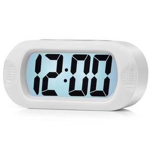 lot 12053 image: Plumeet Kids Alarm Clock Large Digital LCD Travel Alarm Clocks with Snooze and Night Light - Ascending Sound and Handheld Size - Best Gift for Kids (White) - Retail $15