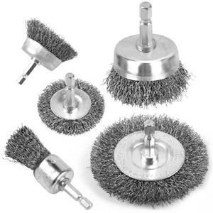 lot 12054 image: Wire Brush for Drill, Wire Wheel Brush Cup Set, Drill Wire Brush for Drill 14 Inch Arbor for Cleaning Rust, Stripping and Drill AttachmentHexagonal - Retail $6