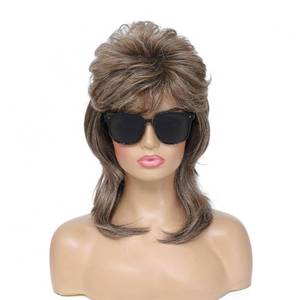 lot 12059 image: Adequate 80s Mullet Wig for Women Fluffy and Layered Hairpiece for Perfect for Costume Parties and Cosplay (Light Brown) - Retail $10