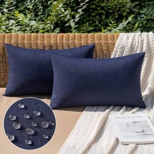 lot 12068 image: MIULEE Pack of 2 Decorative Outdoor Solid Waterproof Throw Pillow Covers Faux Linen Garden Farmhouse Cushion Cases for Summer Patio Tent Balcony Couch Sofa 20x12 Inch Navy - Retail $19