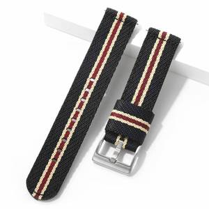 lot 12079 image: TACTICAL FROG 20mm 22mm Fast Release Nylon Watch band with Stainless Steel Buckle, Two-Piece Waterproof Nylon Watch Strap for Men and Women� (Blackkhaki, 22mm) - Retail $10