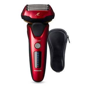 lot 12092 image: Panasonic ARC5 Electric Razor for Men with Pop-up Trimmer, Wet Dry 5-Blade Electric Shaver with Intelligent Shave Sensor and 16D Flexible Pivoting Head - ES-ALV6HR (Red) - Retail $210
