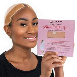 lot 12452 image: MILANO COLLECTION Lace Wig Grip Cap for Women, Adjustable Wig Caps for Women Non Slip with Headband to Secure Lace Top Perfectly in Place, One Size Fits All, Nude - Retail $30
