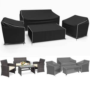 lot 17798 image: Gasadar Outdoor Furniture Cover Waterproof, 4 Piece Patio Furniture Covers for Patio Loveseat, Chair and Coffee Table, Heavy Duty 600D, Black - Retail $48