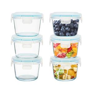 lot 17809 image: SOACOAKO Small Glass Food Containers Set of 6, 5oz Reusable, Airtight, Leakproof Mini Food Storage Containers with Lids - Retail $511