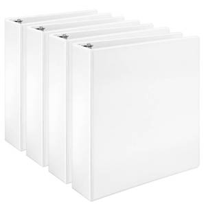 lot 17813 image: Amazon Basics 3 Ring Binders, 2 Inch, 4 Pack, D-Ring Organizer for School, Home Office, White - Retail $22
