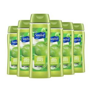 lot 17818 image: Suave Moisturizing Body Wash, with Juicy Apple and Vitamin E Extract, No Parabens, No Phtahaltes, 18 Oz Pack of 6 - Retail $18