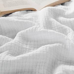lot 17819 image: Bedsure 100percent Cotton Muslin Blanket King Size for Bed - 4-Layer Breathable and Lightweight Thin Soft Summer Gauze Muslin Blanket for Adults, White, 108x90 Inches - Retail $73