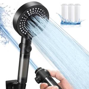 lot 17821 image: KINSE Filter shower, High Pressure 7 Spray Mode Shower Head with 71 Extra Long Stainless Steel Hose and Adjustable Bracket,Built-In Power Wash To Clean Tub, Tile and Pets Shower Head with Hose - Retail $20in