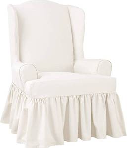 lot 17827 image: SureFit Essential Twill Parent Listing (Wing Chair, White) - Retail $52