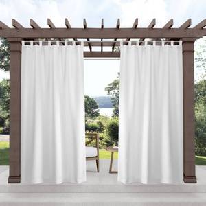 lot 17830 image: Exclusive Home Cabana Solid IndoorOutdoor Light Filtering Hook-and-Loop Tab Top Curtain Panel Pair, 54x132in, White - Retail $24in