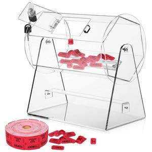 lot 17831 image: steauty Raffle Drum,Acrylic Raffle Tickets Spinner Cage,Clear Raffle Box,Raffle Ticket Drum,Holds 2500 Tickets,Transparent Raffle Ticket Box for Lottery Games, Bingo, Raffle Balls(11 x 10.9 Inch) - Retail $1,287