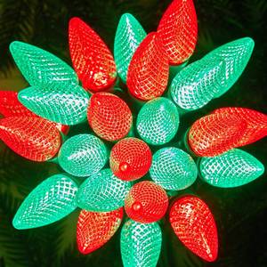 lot 17845 image: Brightown C9 Christmas String Lights, Red and Green Commercia Outdoor Christmas Lights with 100 Strawberry C9 LED Bulbs, Waterproof Extendable UL Certified for Party Holiday Indoor Xmas Decor - Retail $100