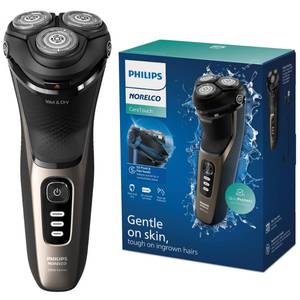 lot 17848 image: Philips Norelco Shaver 3000 Series Care Touch, Wet and Dry Electric Shaver, P-Cap, Travel Pouch, Model S324290 - Retail $55