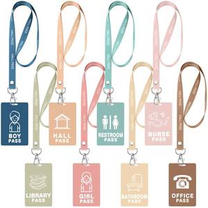 lot 18003 image: Fuyoooo 16 Pcs PVC Hall Pass Lanyards Unbreakable Boho Hall Passes Writeable Passes for Classrooms Bathroom Pass for Bathroom Library Office Nurse School Supplies - Retail $16