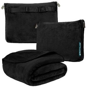 lot 18012 image: PAVILIA Travel Blanket Pillow, Soft Airplane Blanket 2-in-1 Combo Set, Plane Blanket Compact Packable, Flight Essentials Car Pillow, Travelers Gifts Accessories, Luggage Backpack Strap, 60x43 Black - Retail $20