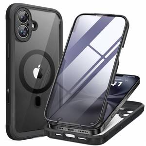 lot 18015 image: Miracase for iPhone 16 Case 6.1ftft, Full-Body Bumper Phone case with Built-in Full Glass Screen andCamera Control,No Gap,Compatible with MagSafe,Drop Proof 16 Cover,Black - Retail $17