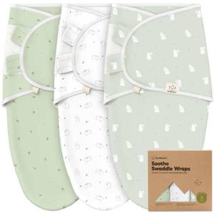 lot 18019 image: 3-Pack Organic Baby Swaddle Sleep Sacks - Swaddles for Newborns, Infant 0-3 Months, Baby Girls, Boys, Soft and Snug Newborn Sleep Sack, Nursery Swaddling Blankets (Bunnies) - Retail $26