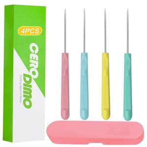 lot 18030 image: CeroDimo 4 Pcs Cookie Scribe Needle Tool Set, 5.2-Inch Sugar Stir Needles for Cookie Decorating, Royal Icing Tools for Baking Enthusiasts - Retail $6