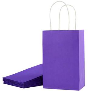 lot 18033 image: SUNCOLOR 12-Pack Purple Gift Bags with Handles � 8 Recyclable Small Paper Goodie Bags for Party Favors, Birthdays, Baby Showers, Princess Parties and Weddings - Retail $7in