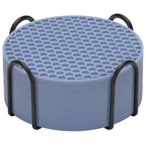 lot 18036 image: TWTLi Silicone Coasters Set of 8 with Holder,Coasters for Drinks,Beer,Coffee Coasters,Suitable for Kinds Cups,Hot or Cold,Anti-SLI,Non-Stick,Anti-Overflow Tabletop Protection and Decor (8 Pcs, Blue) - Retail $24