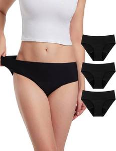 lot 18042 image: EcoPeriod Period Underwear for Women Heavy Flow Seamless LeakProof Menstrual Underwear No Show Period Panties(3 Pack, Black,SM), Small-Medium - Retail $38