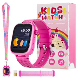 lot 18052 image: OKYUK 4G Smartwatch, Kids Watch for Kids with SIM Card, 47 Exciting Games, Two-Way Calling Feature, SOS Emergency Call Button Ideal for Kids Aged 3-12, Children�s Cell Phone Alternative (Rose Red) - Retail $86