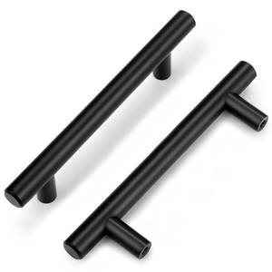 lot 18055 image: Probrico 5 Pack3-34 Inch Hole Centers Solid Cabinet Pulls Stainless Steel Round T Bar Cabinet Handles Black Drawer Pulls, Kitchen Cabinet Hardware for Cupboard Wardrobe Drawer Closet Nightstand - Retail $10