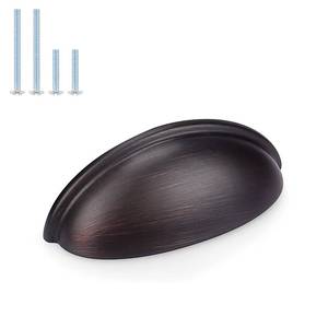 lot 18059 image: Probrico 12 Pack Oil Rubbed Bronze Cabinet Pulls Bin Cup Drawer Handles, Cabinet Cup Handles 3 Inch Holes Drawer Handles and Knobs, Kitchen Cabinet Hardware - Retail $20