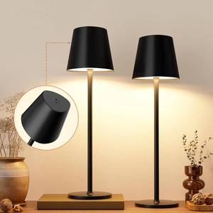 lot 18424 image: Kakanuo Cordless Table Lamp, 3 Color Stepless Dimming, 5000mAh Rechargeable Battery Powered, Outdoor LED Lamps, for Dining Room, Living Room, Bedroom, Bar, Cafe, Restaurant, Patio, Camping - Black - Retail $26