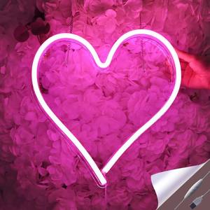 lot 18427 image: Britrio LED Neon Light Sign, 13.4�x12.6� Heart Shape Neon Sign Wall Hanging Sign Wall Art for Bar Kid�s Bedroom Living Room Party,Home Decor Neon Night Light USB Powered with Switch(Pink Heart) - Retail $25