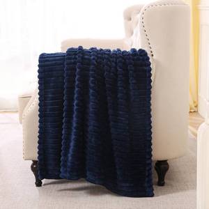 lot 18442 image: Linecooo Navy Blue Fleece Throw Blanket 60�80� for Couch Sofa Bed,Super Soft Cozy Plush Microfiber Flannel Blanket with Stripes Design Lightweight for Adults,Woman,Girls - Retail $23