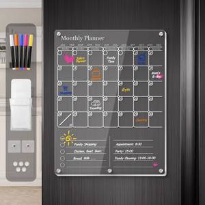 lot 18444 image: Acrylic Magnetic Fridge Calendar Magnet, Clear Dry Erase Board Calendar for Refrigerator, 2in1 Monthly Weekly Planner 2025, Vertical Fridge Whiteboard to Do List, Family Organizer House Decor(White) - Retail $18